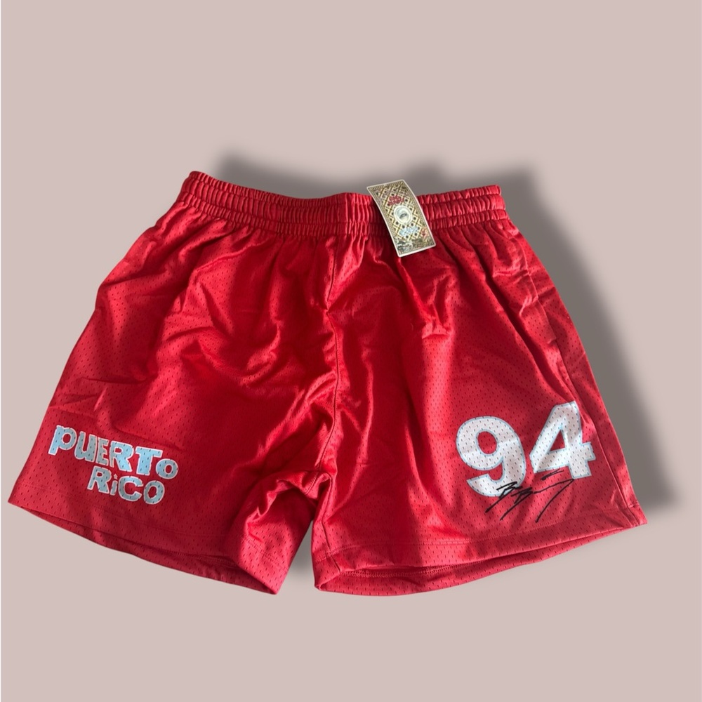 Bad Bunny Debi Tirar Mas Fotos Puerto Rico Red Athletic Men's Shorts Size Medium